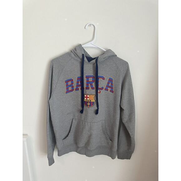FC Barcelona hoodie sweatshirt sweater men's small gray fleece official FBC - Picture 1 of 6